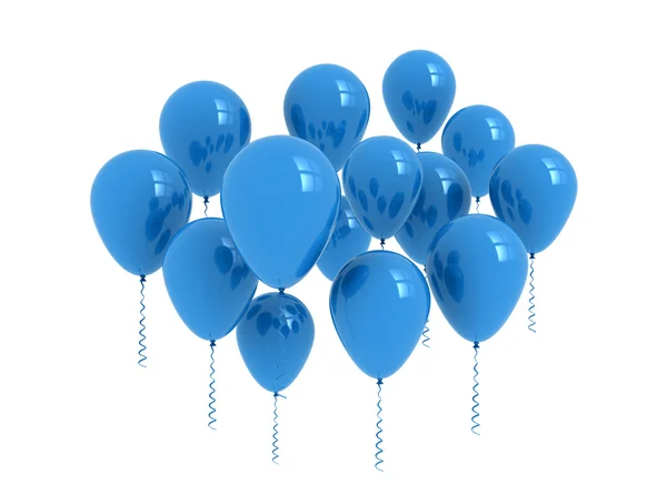 Balony - niebieskie balony na białym tle — Zdjęcie stockowe