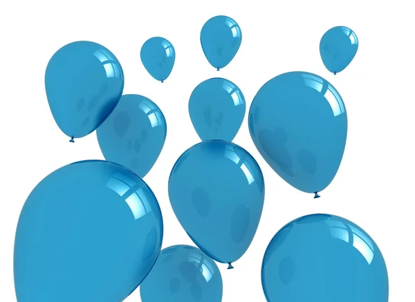 Μπλε μπαλόνια που απομονώνονται σε λευκό — Φωτογραφία Αρχείου