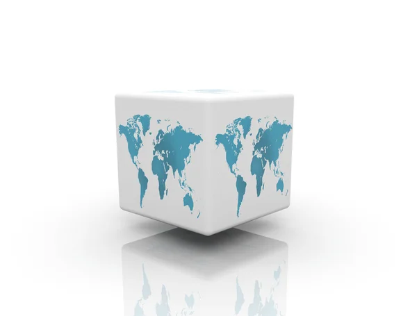 Caja del mundo sobre fondo blanco — Foto de Stock
