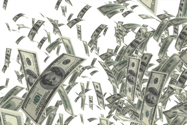 Money falling isolated on white — Stock Photo, Image