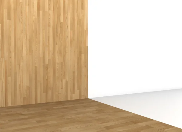 Holzpaneele und leere Wand — Stockfoto