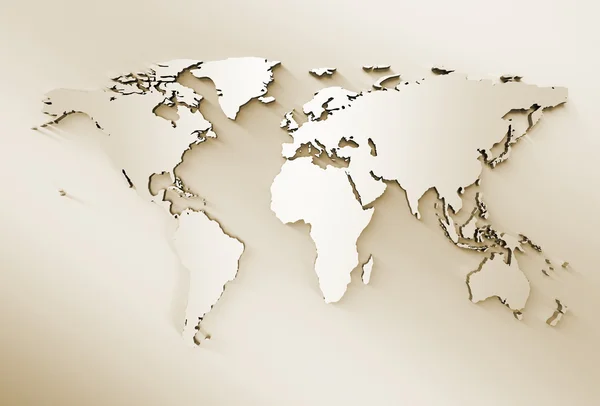 Mappa del mondo in rilievo 3D — Foto Stock