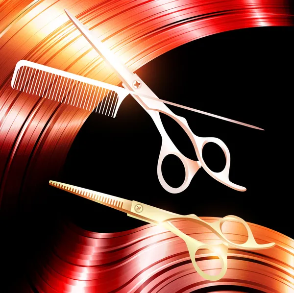 stock vector Hair and cutting scissors