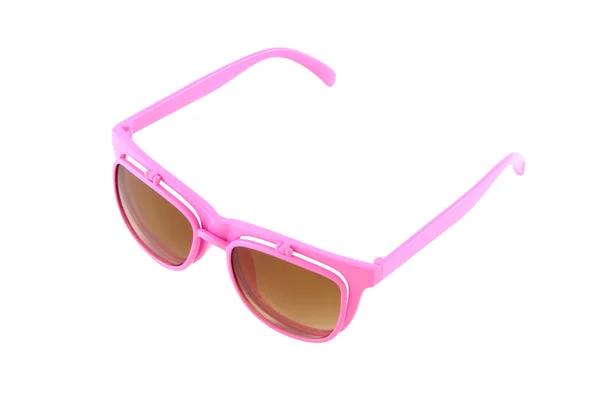 Rosa Brille mit Sonnenschutz auf weißem Hintergrund. — Stockfoto