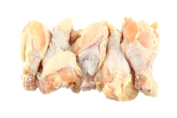 Ala de pollo crudo fresco sobre fondo blanco . — Foto de Stock