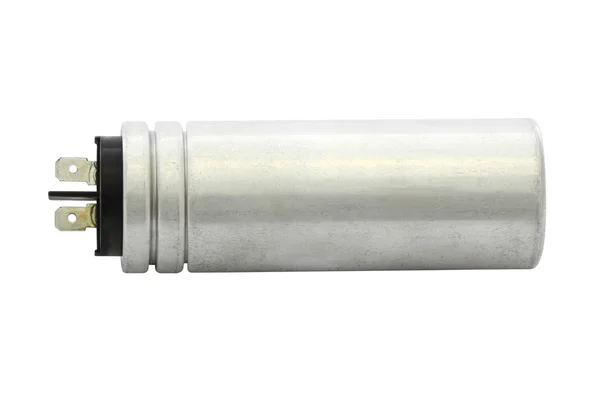 Silver kan kondensator på vit bakgrund. — Stockfoto