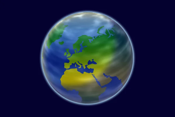 Europa världen från utrymme simulering i mörk blå. — Stockfoto