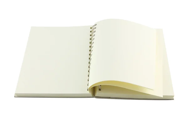Öppnad ring binda anteckningsbok på vit bakgrund. — Stockfoto