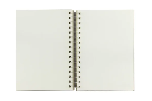 白い背景の上の直接開いたリング バインド メモ帳. — ストック写真