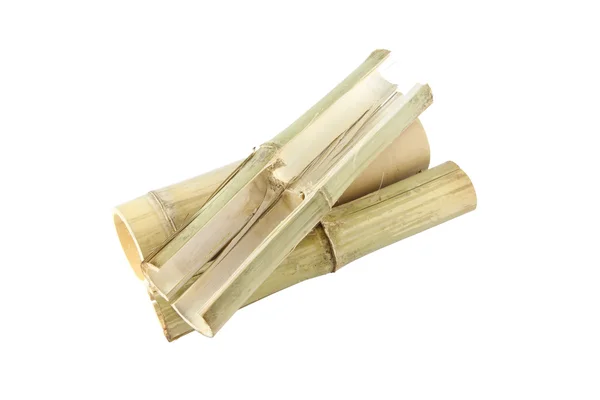 Tre fette di bambù per il contenitore di vapore di riso su sfondo bianco . — Foto Stock