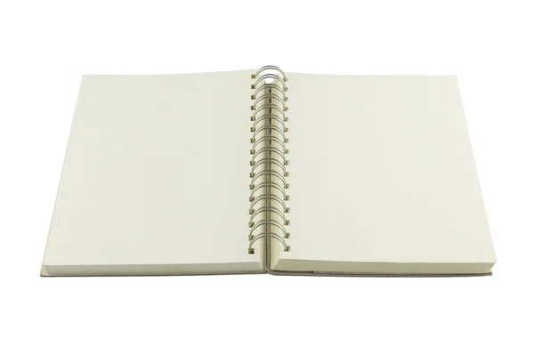 Anello aperto prospettiva vincolare nota libro su sfondo bianco . — Foto Stock