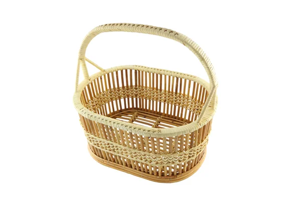 Empty wicker basket on white background. — Stock Photo, Image