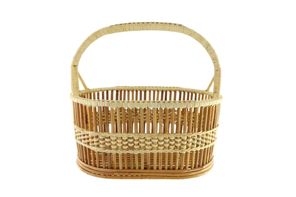 Front of empty wicker basket on white background. — Stock Photo, Image
