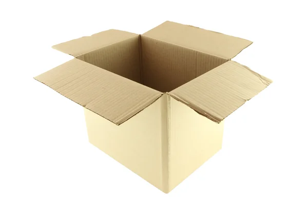 Perspectiva de caixa de papelão aberto — Fotografia de Stock