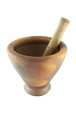 Mortar and pestle for papaya salad cooking. clipart