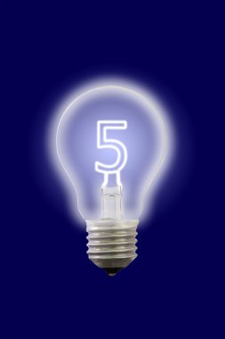 Beş numara parlayan iç elektrik lambası.