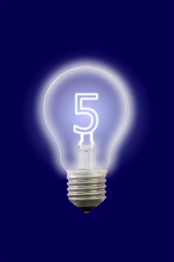 Five number glow inner electric lamp. clipart