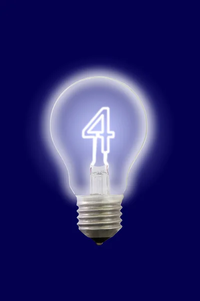 Lâmpada elétrica interna de brilho de quatro números . — Fotografia de Stock