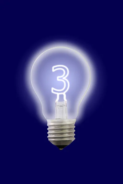 Lámpara eléctrica interior brillante de tres números . —  Fotos de Stock