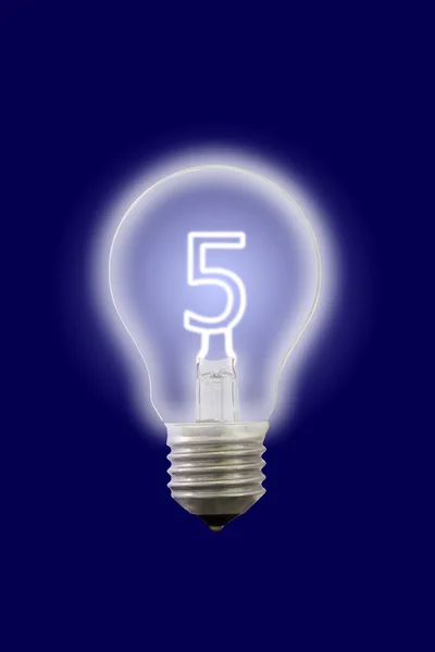 Numer pięć blask wewnętrzny Lampa elektryczna. — Zdjęcie stockowe