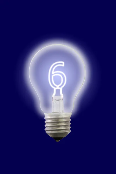 Lâmpada elétrica interna de brilho de seis números . — Fotografia de Stock