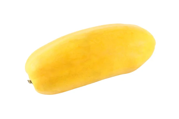 Żółty całej papai owoców na białym tle. — Zdjęcie stockowe