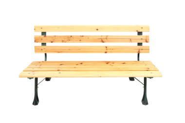 Wooden and iron bench on white background. clipart