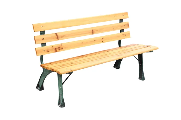 Sitzbank aus Holz und Eisen auf weißem Hintergrund. — Stockfoto