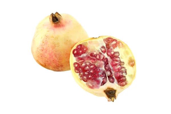 Pomegranate and one half on white background. — Stock Photo, Image