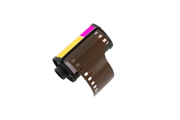 Rullo negativo della pellicola della macchina fotografica su sfondo bianco . — Foto Stock