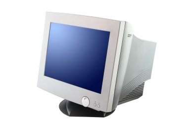 Side of cathode ray tube monitor on white background. clipart