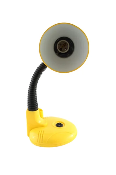 Cara de lámpara de mesa amarilla para leer sobre fondo blanco . —  Fotos de Stock