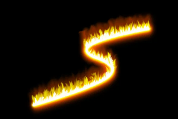 Línea curva de fuego resplandor en la oscuridad . — Foto de Stock