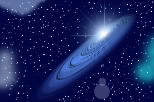 Espiral galaxia de luz solar en el espacio azul . — Foto de Stock