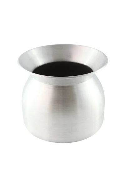 Rostfritt stål pott för klibbigt ris matlagning på vit bakgrund. — Stockfoto