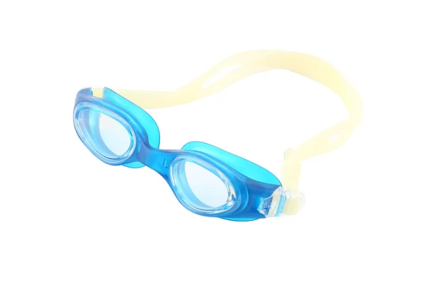 Голубая резиновая рамка очки на белом фоне . — стоковое фото