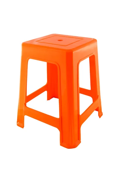 Sedia rettangolare in plastica arancione laterale su sfondo bianco . — Foto Stock