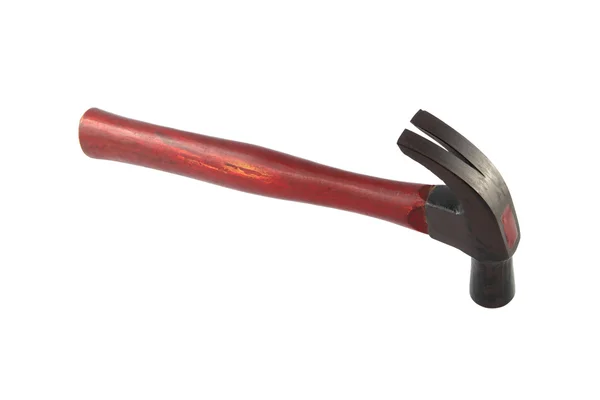 Crimson handtag hammare från ovansidan på vit bakgrund. — Stockfoto