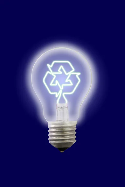 Reciclar signo brillo interior lámpara eléctrica . — Foto de Stock
