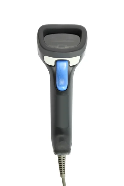 Direct front of black barcode scanner on white background. — Stock Photo, Image