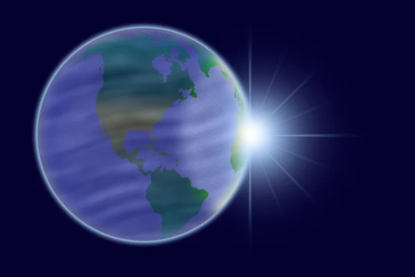 Solen stiga av världen från utrymme simulering. — Stockfoto