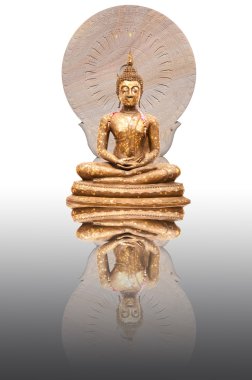 Statue of Buddha with wheel of Dharma clipart