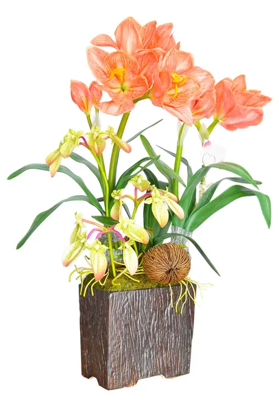 Künstliche orangefarbene Blumenarrangements — Stockfoto