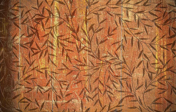 Цветочный узор на текстуре дерева Стоковое Фото