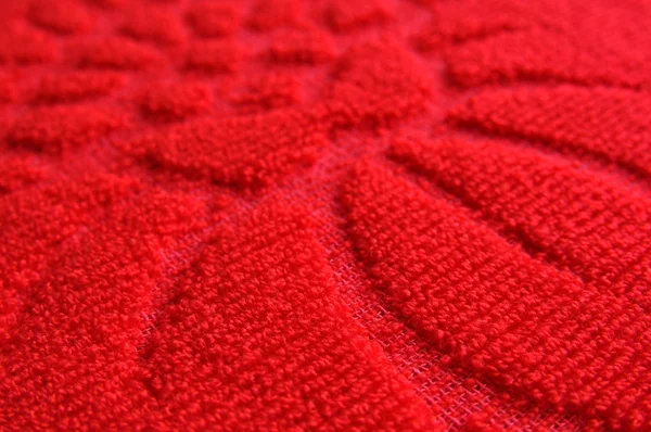 パターン赤のウール繊維テクスチャのクローズ アップ — ストック写真