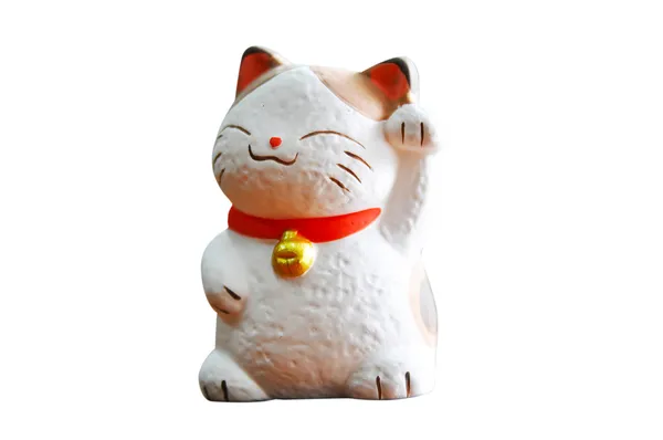 Maneki Neko (chat d'accueil japonais, chat chanceux, chat balai, chat d'argent, ou Fo Photo De Stock