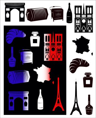 France picture and b-w hallmarks clipart