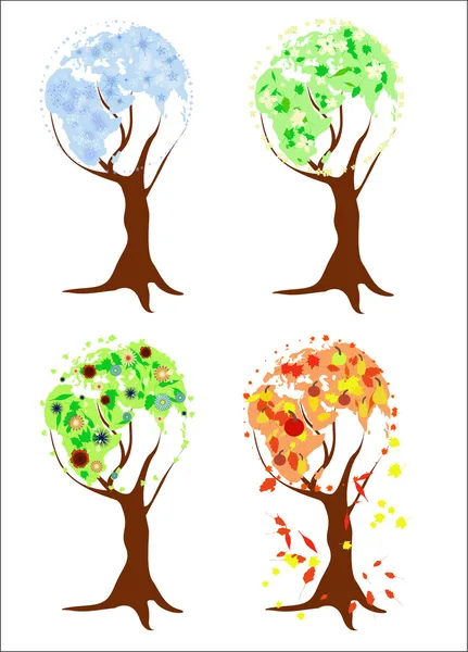Quatre saisons d'arbres du monde — Image vectorielle