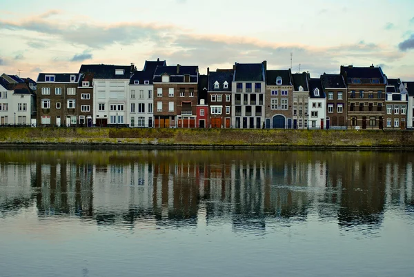 stock image Maastricht. Maas, houses.