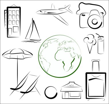 Stylized vacation set clipart